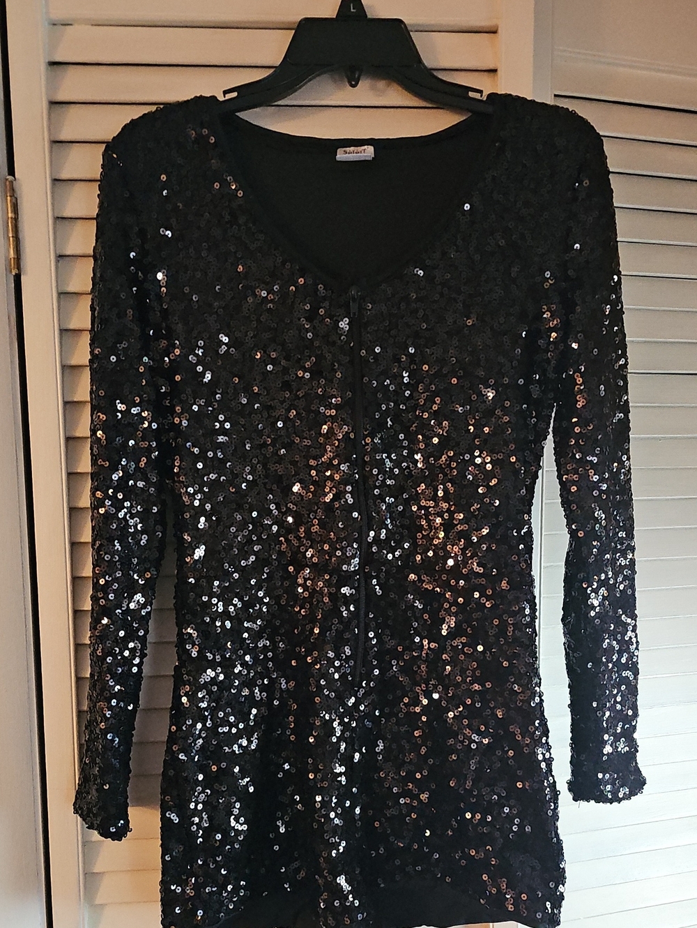 Spirit Black Sequin Long sleeve Romper Size Medium
